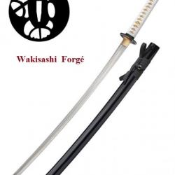 Wakisashi pratical forgé Lame trempé / couleur noir et blanc à offrir