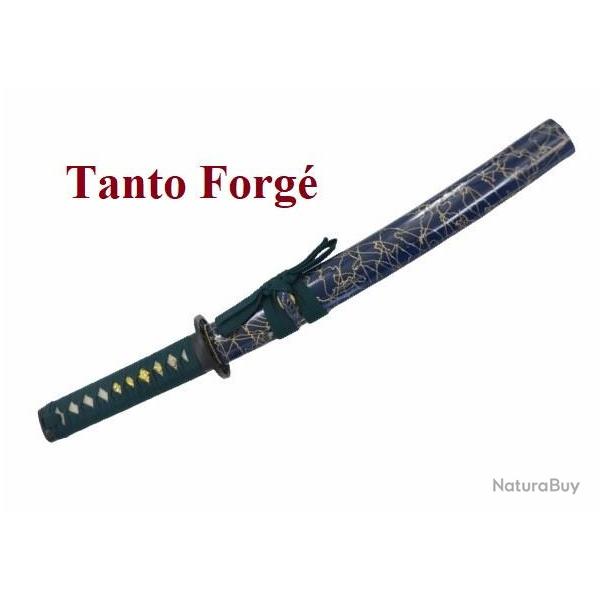 TANTO japonais Forg Lame trempe / bleu marbr et vert