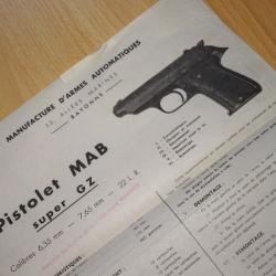 notice pistolet MAS SUPER GZ - VENDU PAR JEPERCUTE (D21G281)