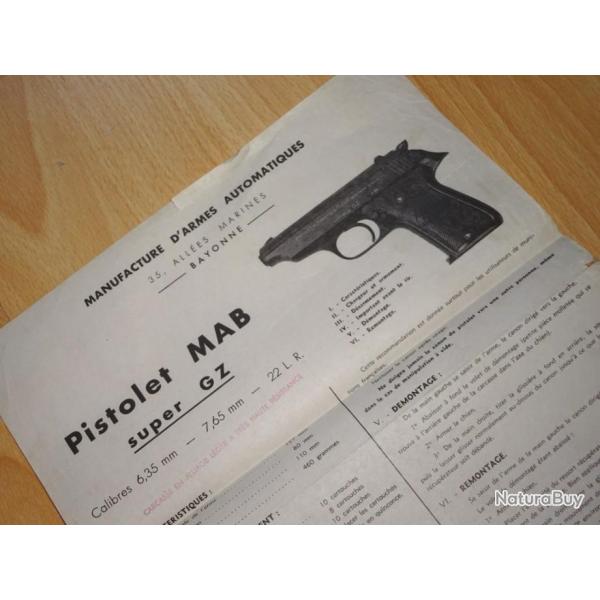 notice pistolet MAS SUPER GZ - VENDU PAR JEPERCUTE (D21G281)