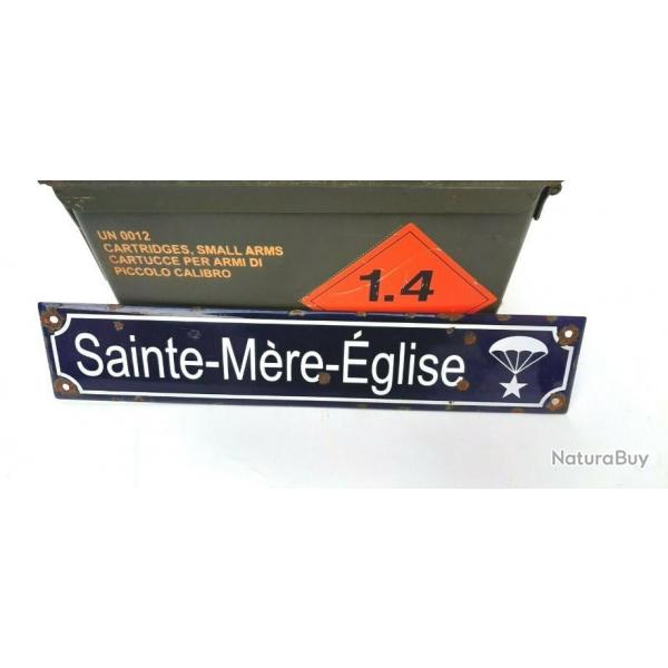 Reproduction plaque en mail Sainte Mre Eglise  Largeur : 40 cm - Hauteur : 8cm