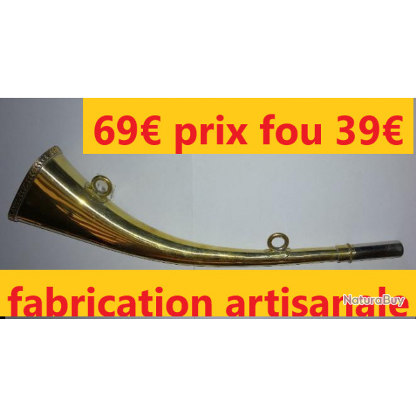 corne plate laiton 35 cm cintre "fabrication artisanale"  son pur et fort         ref18