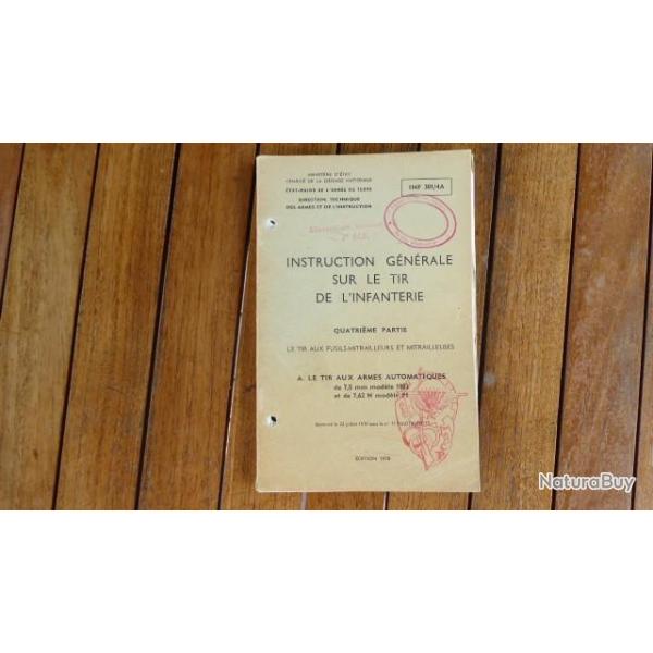 REGLEMENT INFANTERIE LE TIR  FUSILS MITRAILLEURS ET MITRAILLEUSES 1970 TAMPON 1 RCP PARA / INF 301/4