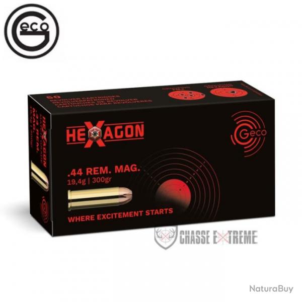 50 Munitions GECO Cal 44 Rem Mag 300gr Hexagon