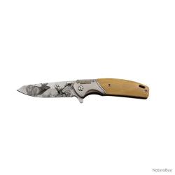 Couteau de chasse pliant Stepland gravé cerf