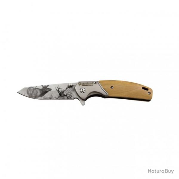 Couteau de chasse pliant Stepland grav cerf