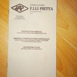 manuel instruction en FRANCAIS F.LLI PIETTA - VENDU PAR JEPERCUTE (a3908)