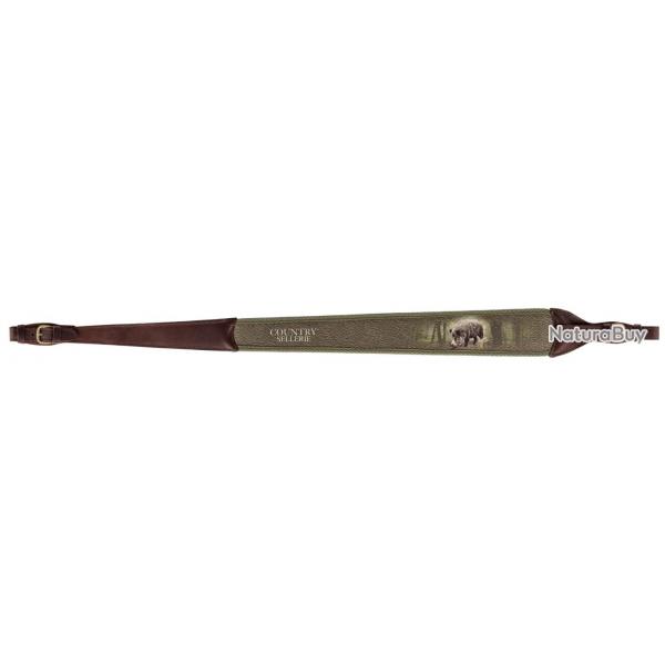 Bretelle Country Pour Carabine En Cuir Motif Sanglier
