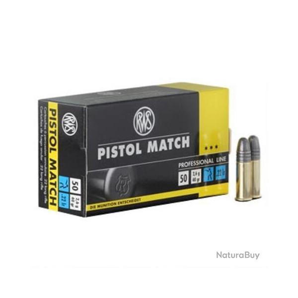 50 CARTOUCHES RWS PISTOL MATCH CALIBRE 22LR