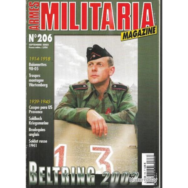 Militaria magazine 206 soldbuch kriegsmarine , soldat russe 1941, baionnettes 98-05, 17e ric en chin