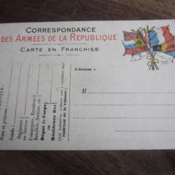 CP  CORRESPONDANCE  FRANCHISE DES ARMEES  DE LA REPUBLIQUE