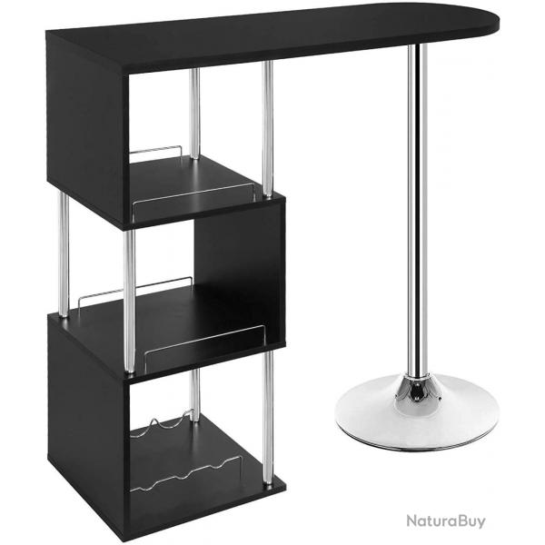 Table de bar moderne avec trois espaces d'tagres MDF et mtal noir 19_0000521