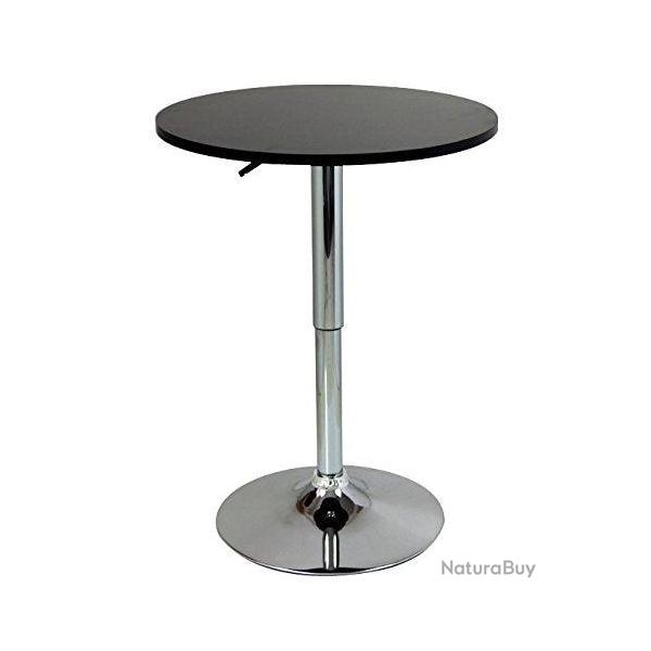 Table haute en MDF et acier chrom rglable en hauteur noir 19_0000376