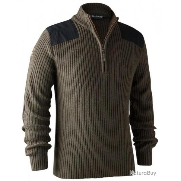 Pull  col zipp rogaland marron DEERHUNTER