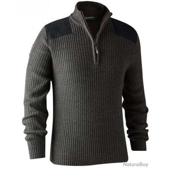 Pull  col zipp rogaland gris DEERHUNTER