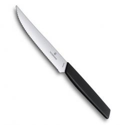 6 Couteaux à steak "Swiss Modern" 12 cm, Couleur noir, Lame dentelée [Victorinox]