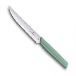 6 Couteaux à steak "Swiss Modern" 12 cm, Couleur vert pastel, Lame dentelée [Victorinox]