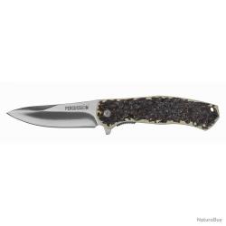 Couteau de chasse pliant manche imitation corne Percussion