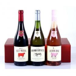 TOP ENCHERE - Lot de 3 bouteilles de vin avec coffret - Collection Le Bistrot