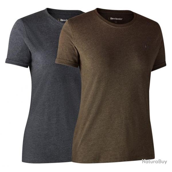 Lot de 2 tee-shirt femme bleu et marron DEERHUNTER-36