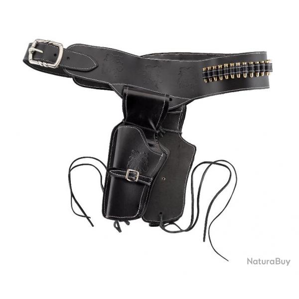 Ceinturon Denix noir pour 1 ou 2 revolvers Western 