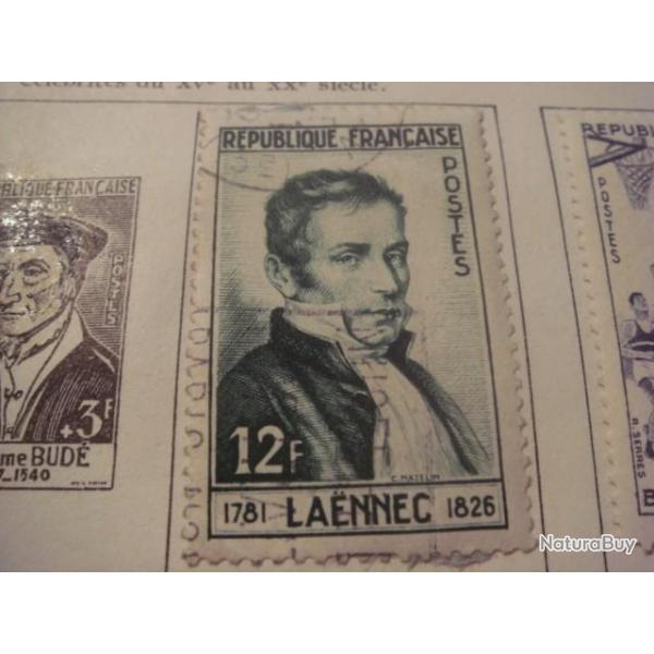 timbre France, 1956-57, lot de 10 timbres