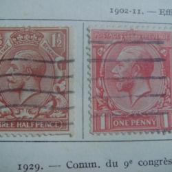 timbre Grande-bretagne, 1902-11, éffigie d'Edouard VII, 4 timbres