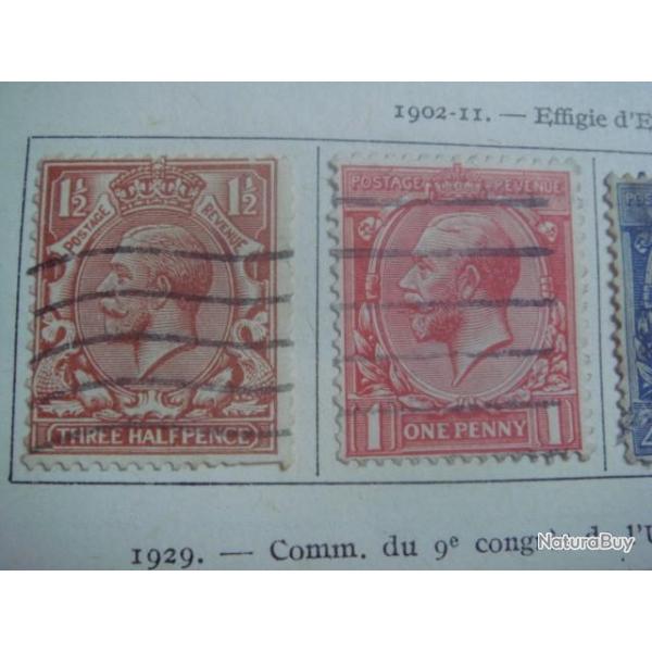 timbre Grande-bretagne, 1902-11, ffigie d'Edouard VII, 4 timbres