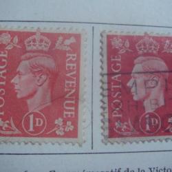 timbre Grande-bretagne, 1937-47, éffigie du roi Georges VI, 5 timbres