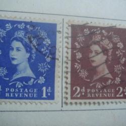 timbre Grande-bretagne, 1952-57, Elizabeth II, 5 timbres