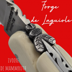 COUTEAU PLIANT FORGE DE LAGUIOLE IVOIRE MAMMOUTH ABEILLE FORGEE CISELEE  FRANCE