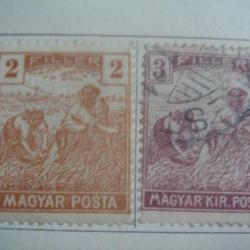 timbre Hongrie, 1919-17, moissonneurs, 5 timbres