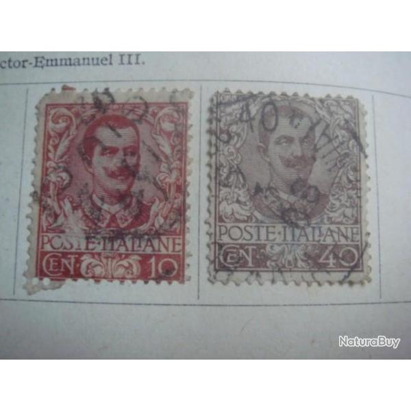 timbre Italie 1901, ffigie de victor-emmanuel III, 2 timbres
