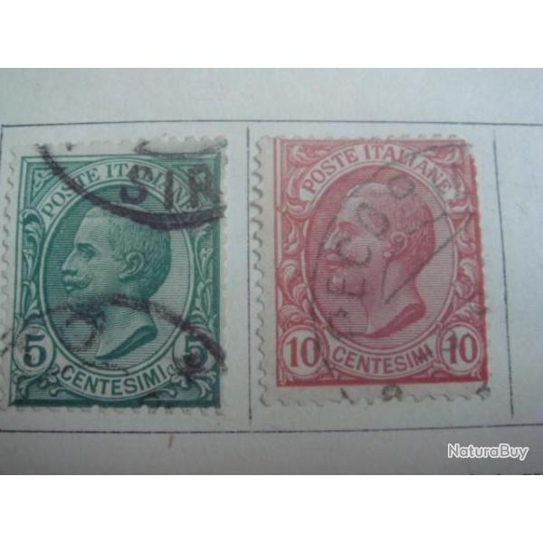 timbre Italie 1906-17, nouvelle ffigie de victor-emmanuel II, 4 timbres