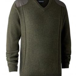 Pull en tricot col V Sheffield vert DEERHUNTER