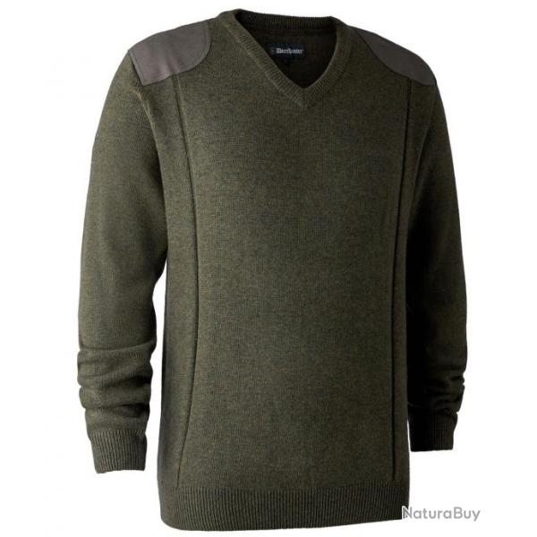 Pull en tricot col V Sheffield vert DEERHUNTER