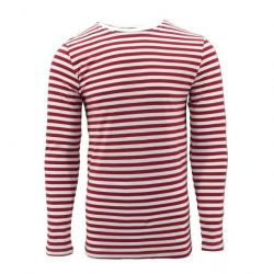 Tee-shirt manches longues rayé rouge/blanc (marinière Ukrainienne)