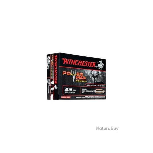 Munitions WINCHESTER 308 Win Power Max Bonded 180gr - 11.7g x20