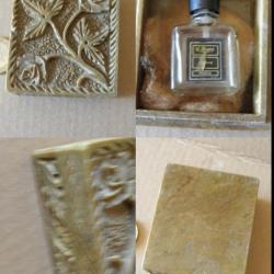 antique boite stéatite : soapstone avec flacon girofle (vide)