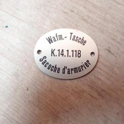 Plaque d'identification de Sacoche d'Armurier Suisse : Rare Idéal pour compléter une trousse en cuir