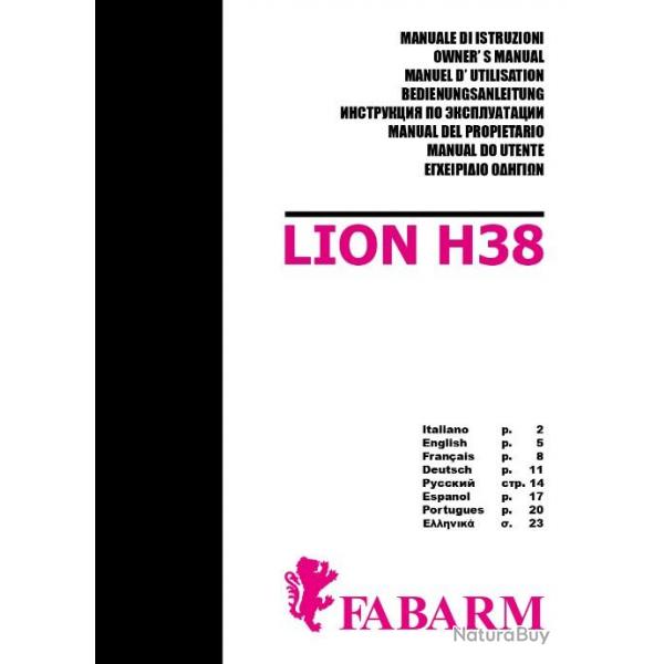 notice fusil FABARM H38 H 38 en FRANCAIS (envoi par mail) - VENDU PAR JEPERCUTE (m760)