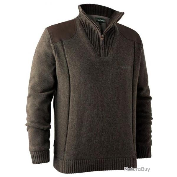 Pull  col avec fermeture  glissire Carlisle marron DEERHUNTER