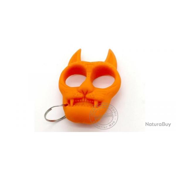Poing amricain porte clefs plastique - Tte de Chat Orange