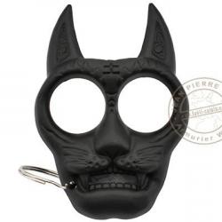 Poing américain porte clefs plastique - Tête de Chat Noir