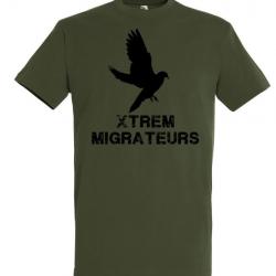 Tee shirt kaki pigeon XTREM MIGRATEURS