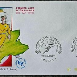 FDC 1992 - Parcours de la flamme olympique - 14/11/1991