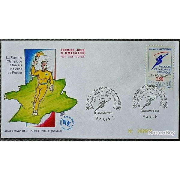 FDC 1992 - Parcours de la flamme olympique - 14/11/1991