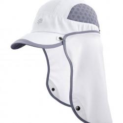 Casquette sport anti UV avec protège nuque pour adulte - Agilité - Blanc / Gris Acier Blanc M/L