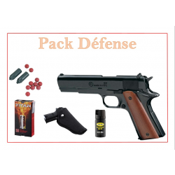 Pistolet 9 mm à blanc Chiappa 911 bronzé + aérosol + holster + munitions + adaptateur "Pack Défense"