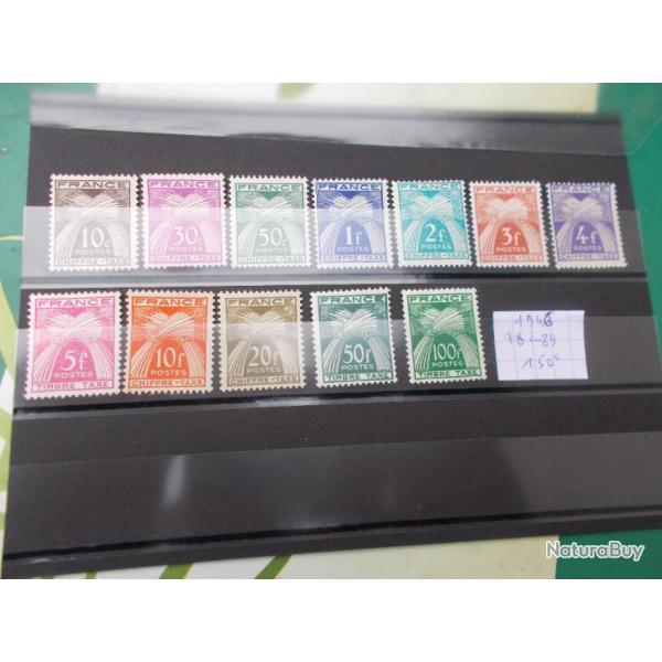 lot timbres taxes de 1946 n78  89,yvert,neuf, cot 150 euros !!RARE